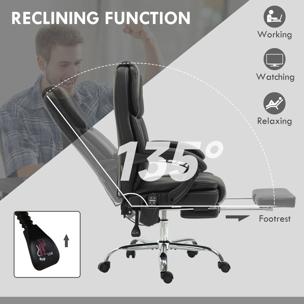 Black PU Leather Massage Office Chair with Heat W235