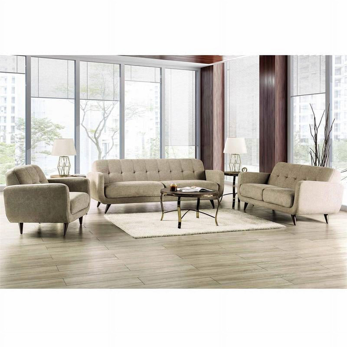 Beige Fabric Tufted Loveseat I52123