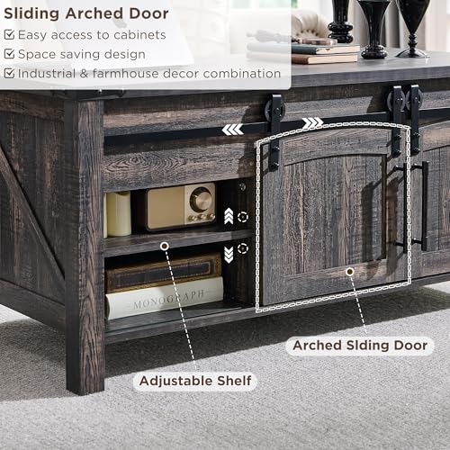 48" Lift Top Coffee Table with Sliding Door and Hidden Storage Y426282