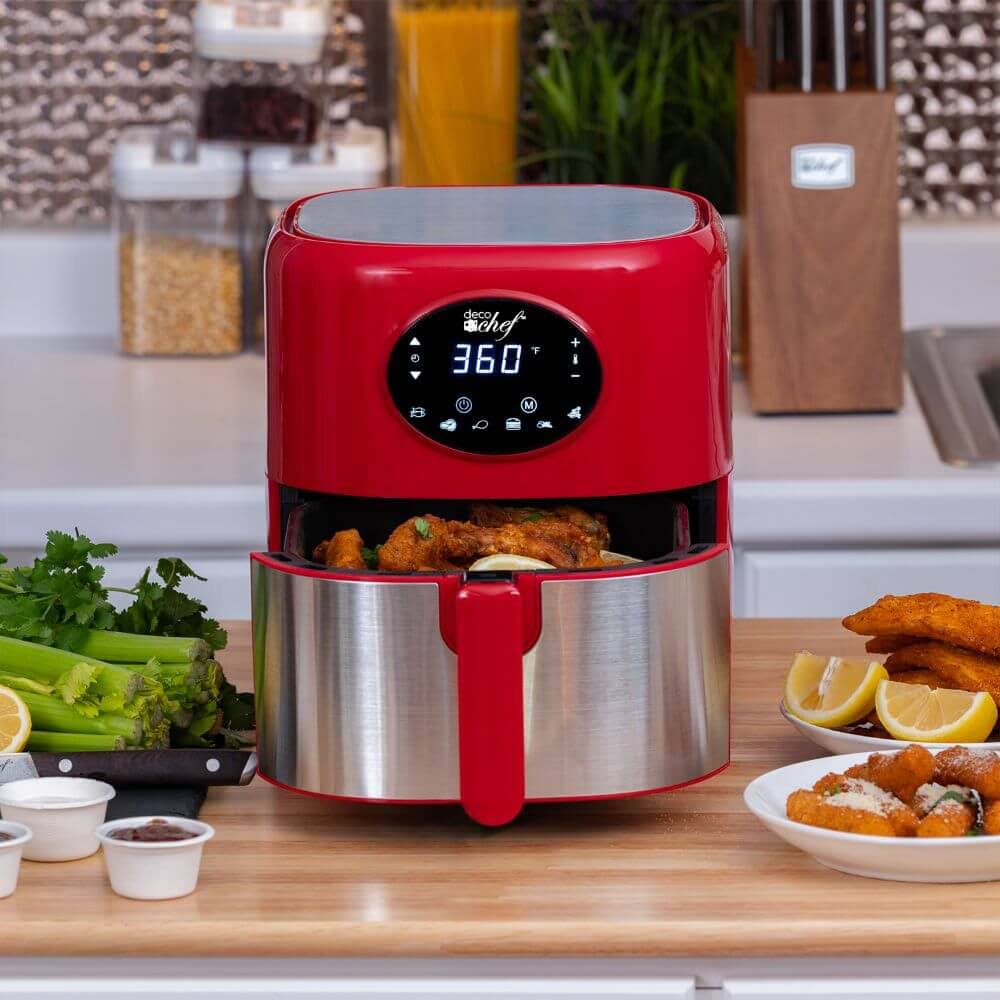 Red 3.7qt Digital Air Fryer with Dishwasher Safe Basket F283195