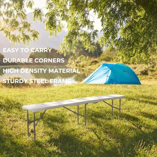 2.75ft White Plastic Folding Bench M761923