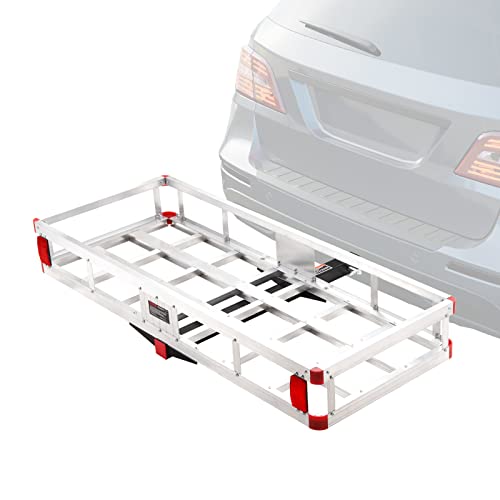 50 x 29.5 x 8.7 inch 500lbs Capacity Aluminum Hitch Cargo Carrier with Folding Ramp T534