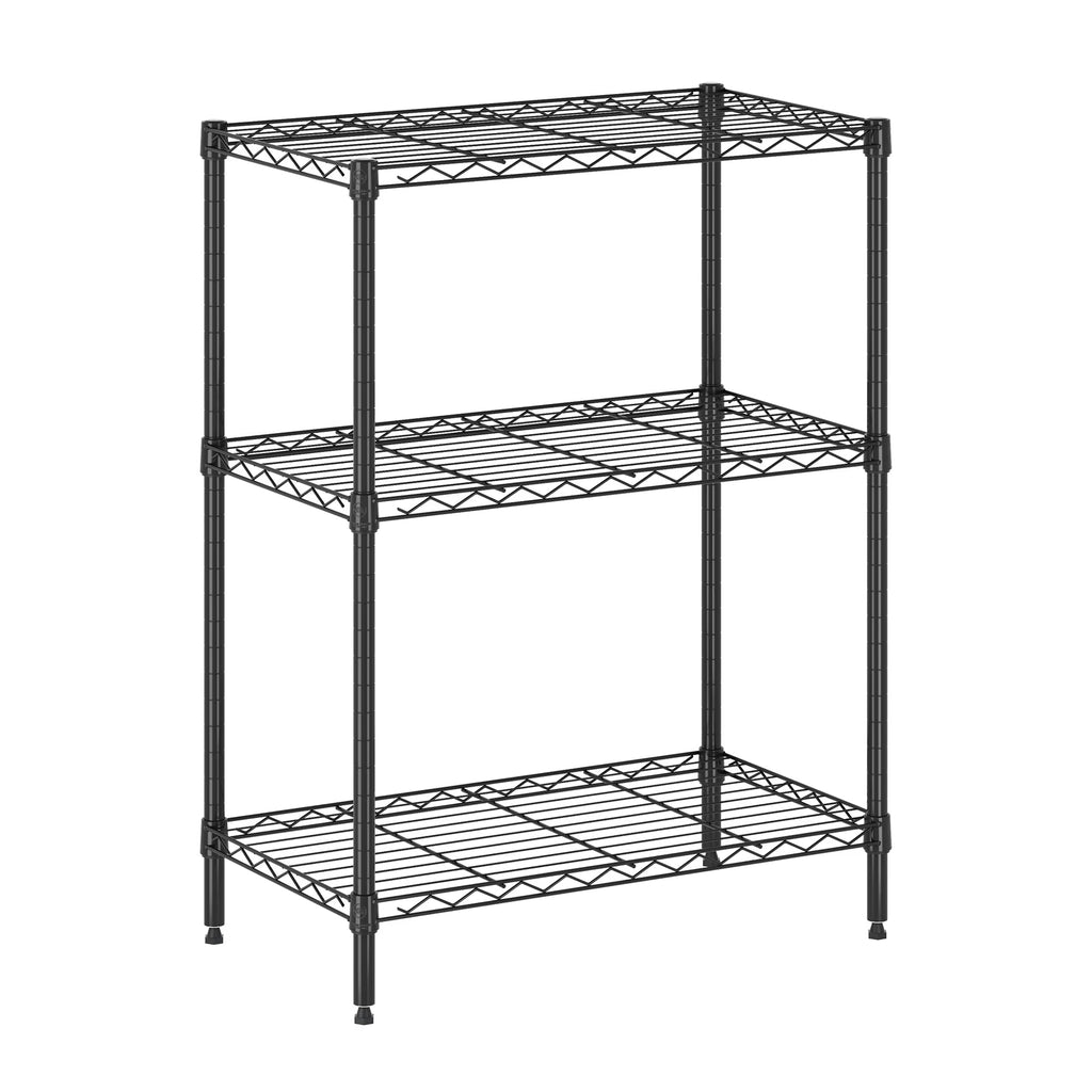 Black 3-Tier Metal Storage Shelf Rack W9786