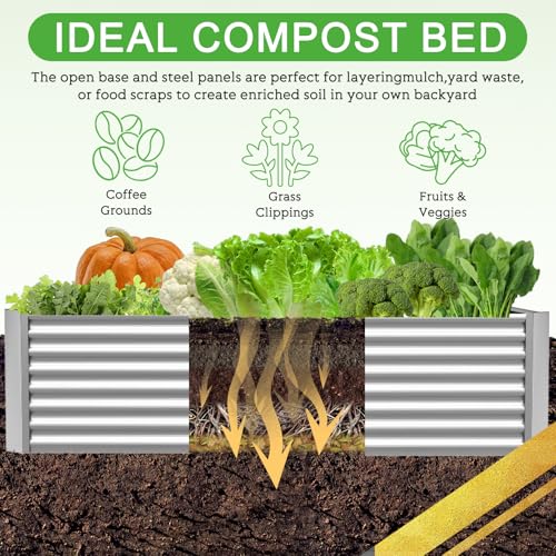 3 Pack Galvanized Steel Raised Garden Bed 36x18 inch F322