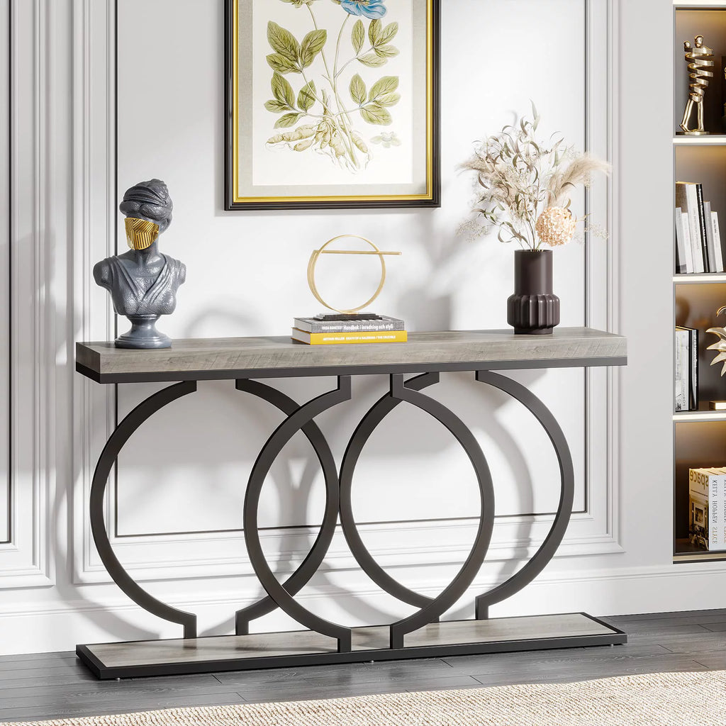 Grey 55 inch Industrial Console Table Q47295