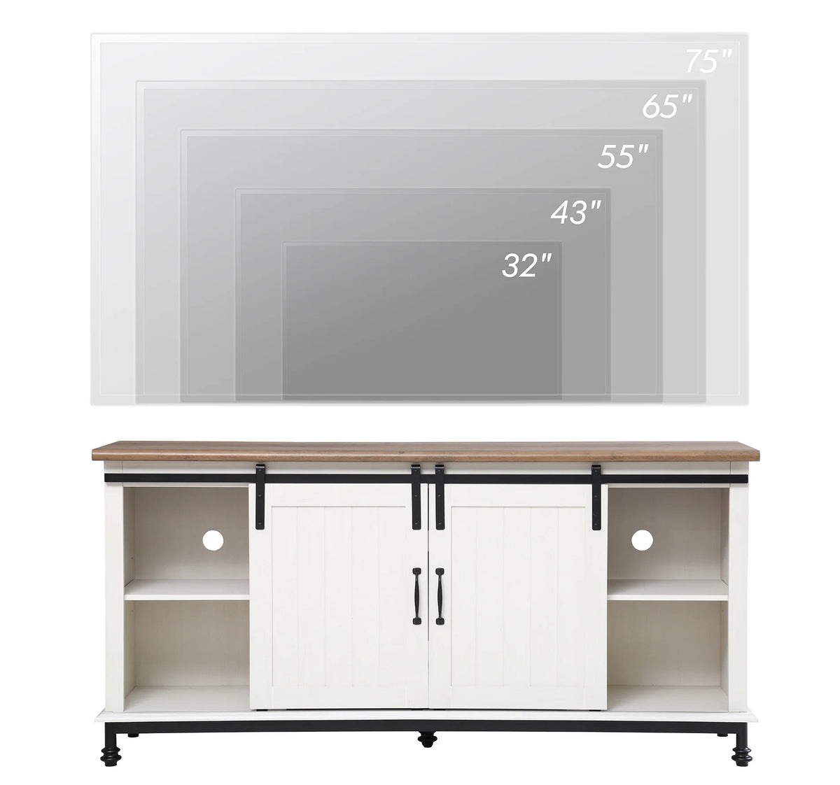 White Sliding Barn Door TV Stand Z320243