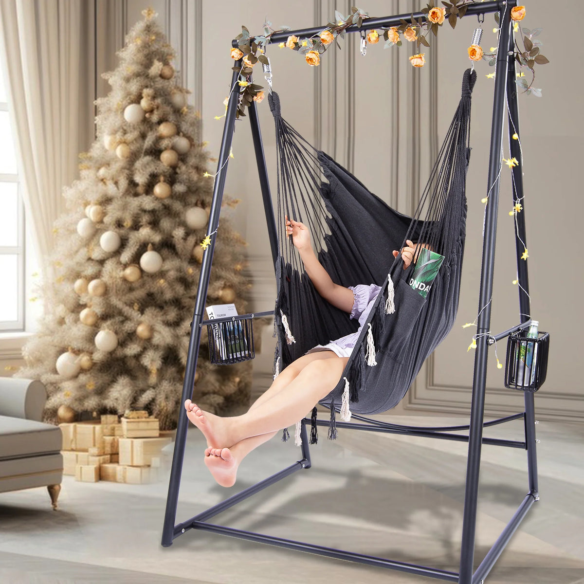 Hanging Rope Swing & Stand Set with Two Holders N3184