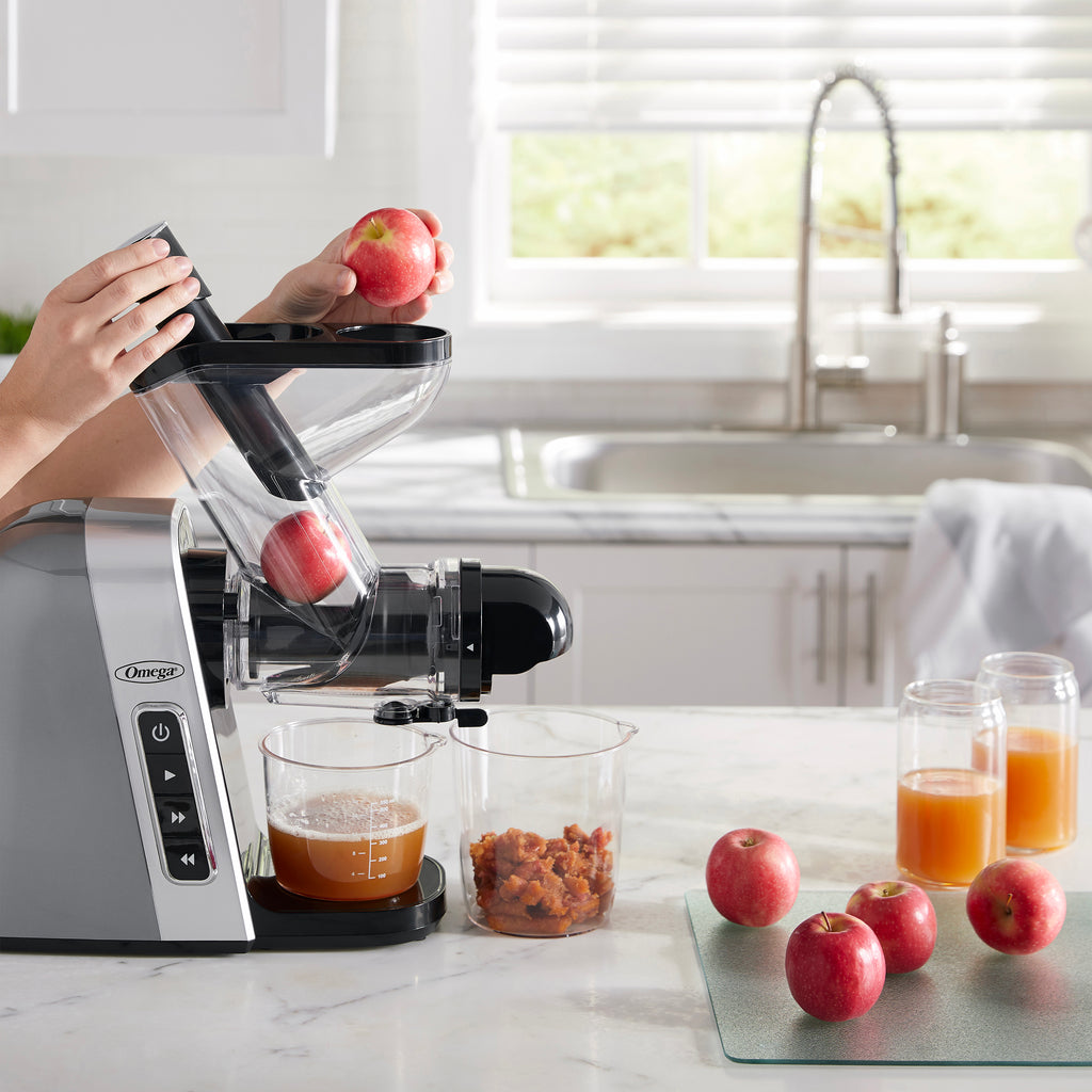 Gray Slow Masticating Juicer with Wide Mouth Chute O782