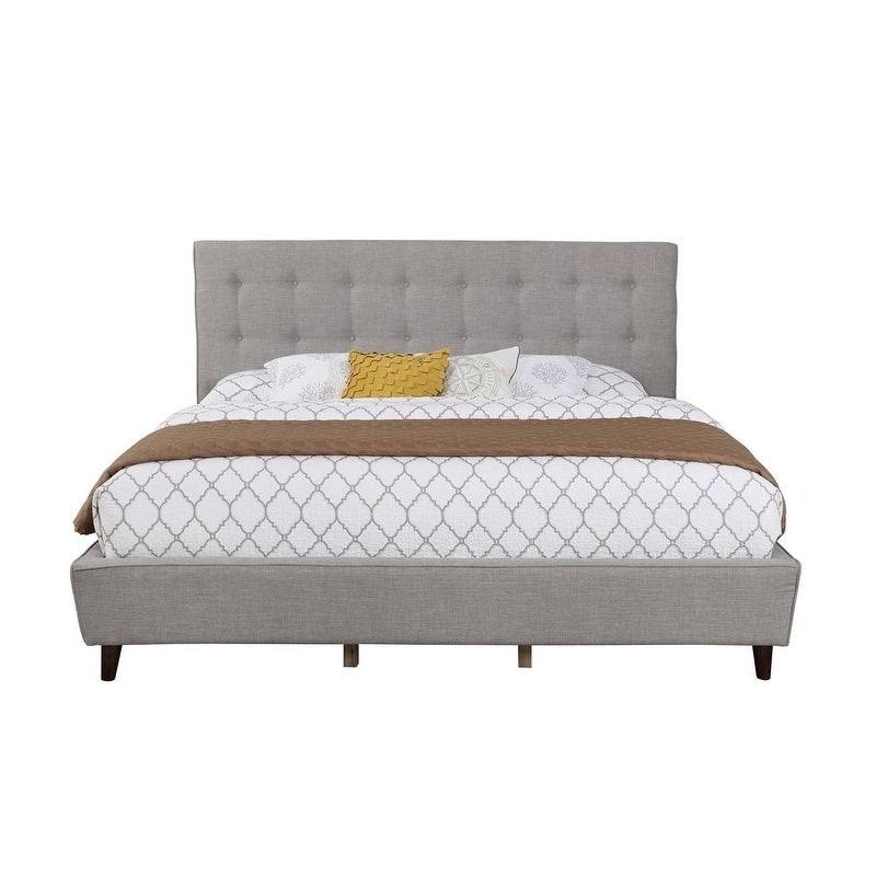 King Sized Gray Linen Panel Headboard I756