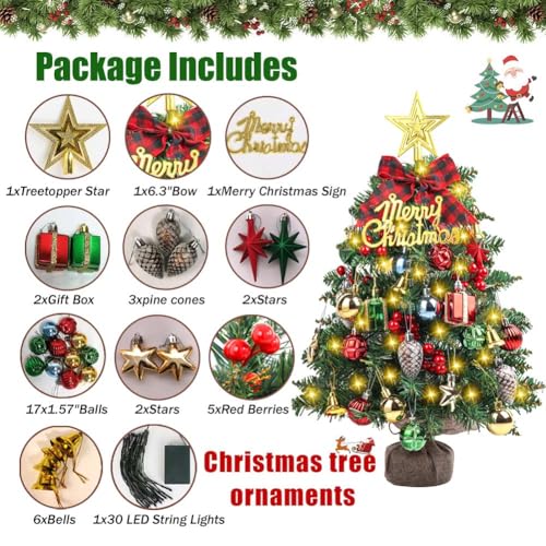 2FT Small Tabletop Mini Artificial Christmas Tree with Lights X1768