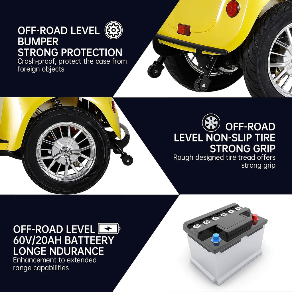 Heavy Duty 4-Wheel 3 Speed Mobility Scooter, 500 lbs. Weight Capacity H47480