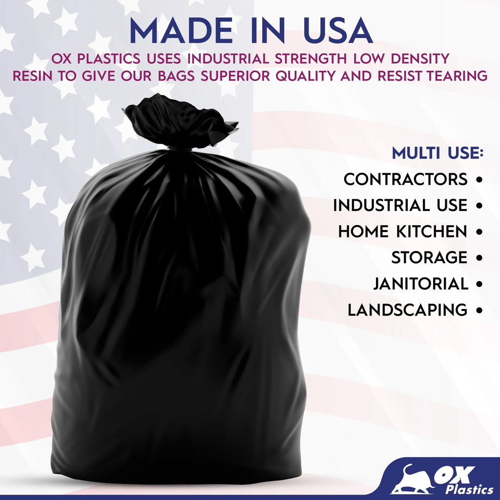 42 Gallon 3mil Black Trash Can Liners Bags 25 Bags R903