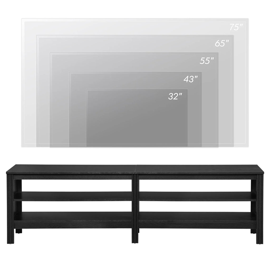 Black 70 inch Wood TV Stand with 4 Storages O703