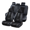 Black Suede and Leather Front and Rear Car Seat Covers, 5 Seats Y303017