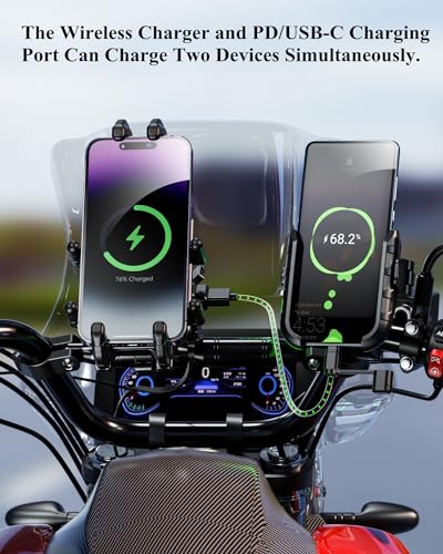 Motorcycle Phone Mount with 15W Wireless Charger & USB-C O99252