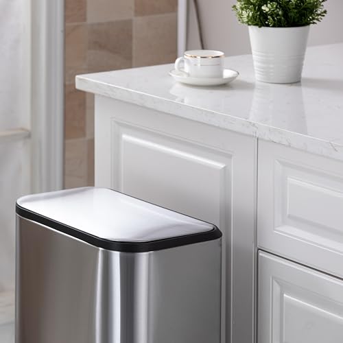 13 Gallon Stainless Steel Step Trash Can with Soft Close Lid N4161