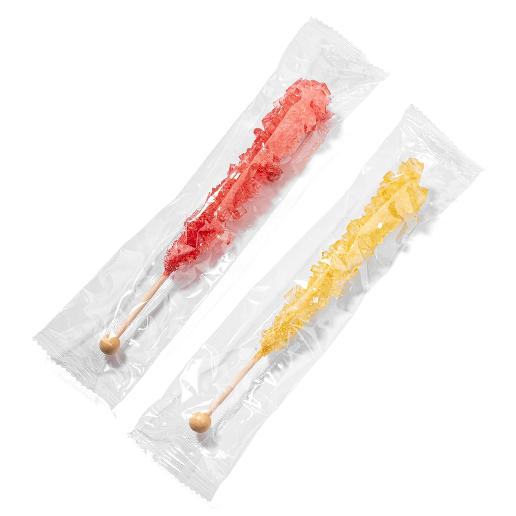 24 Individually Wrapped Gold and Red Rock Candy Sugar Sticks E176