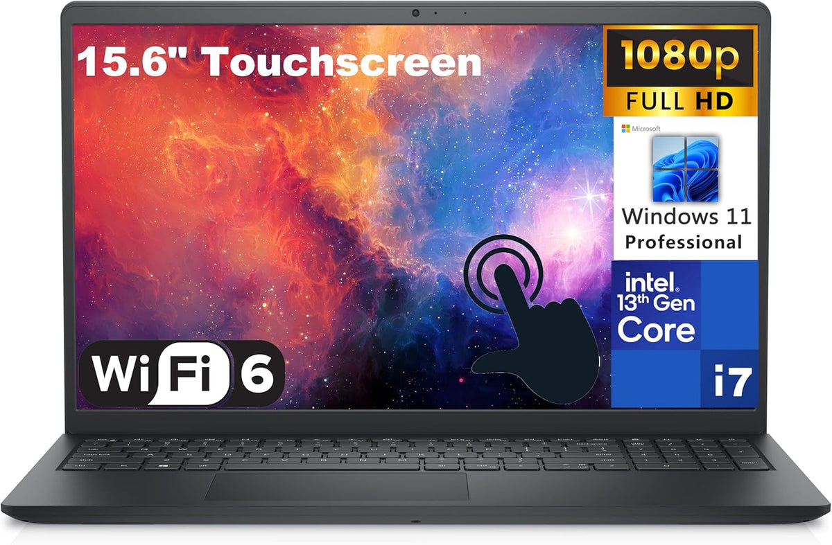 15.6" Touchscreen FHD Laptop Computer, 13th Gen Intel i7-1355U, 16GB DDR4 RAM, 1TB PCIe SSD, Carbon Black, Windows 11 Home D62281