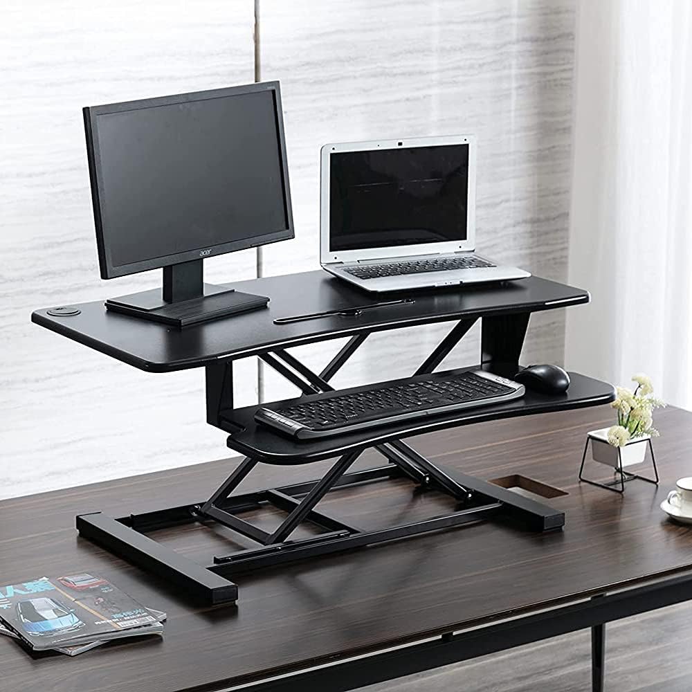 32 Inch Adjustable Height Standing Desk Converter Black J16352