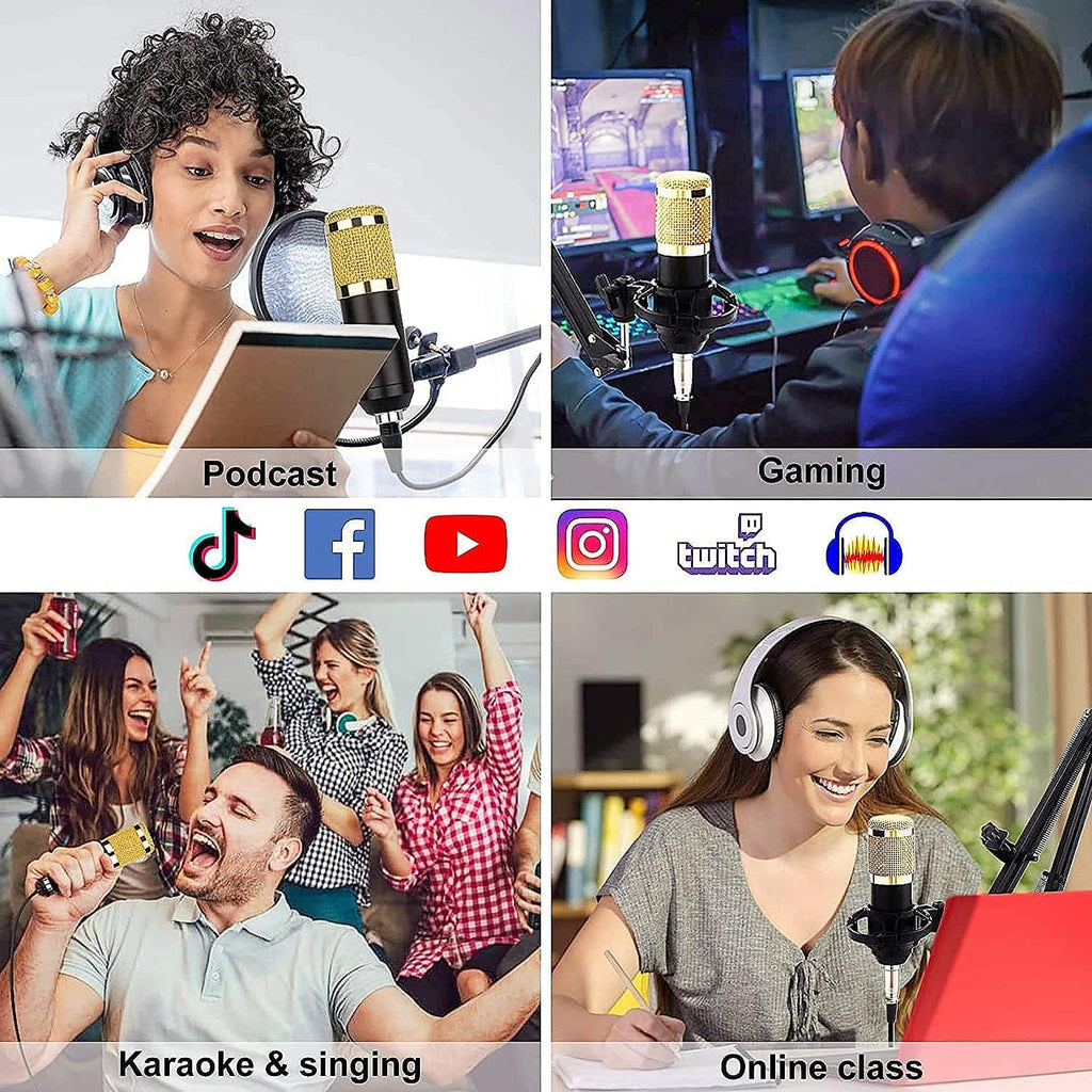 Podcast Equipment Bundle, Condenser Studio Microphone with Sound Card, Pack of 2 O938920