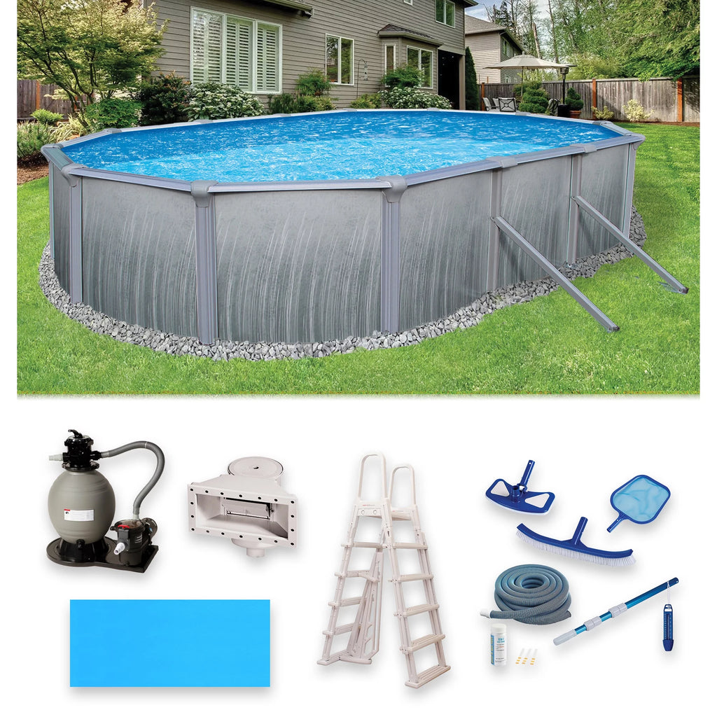 12-ft x 24-ft Oval 52-in Deep Metal Wall Swimming Pool O476953