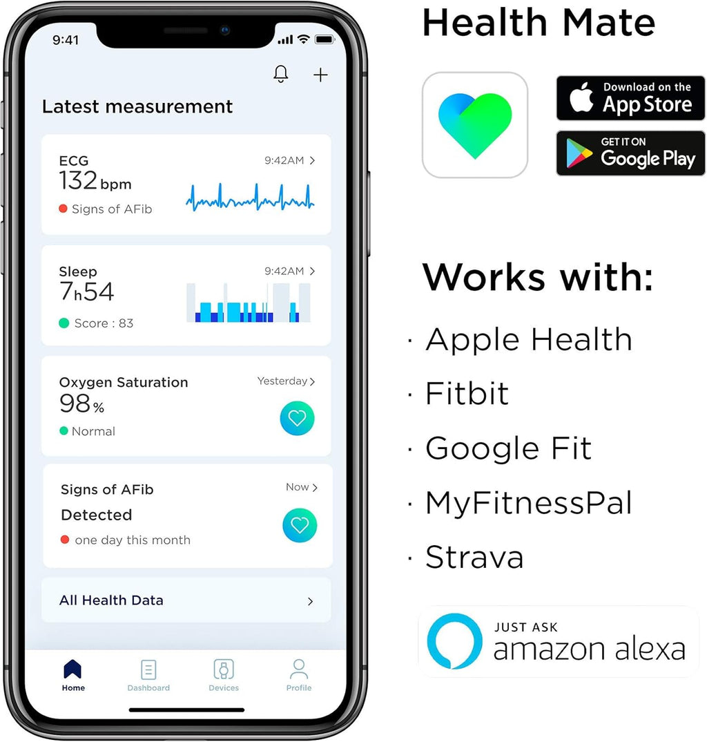 Hybrid Smartwatch with ECG, Heart Rate Sensor and Oximeter (White, 42mm) I825