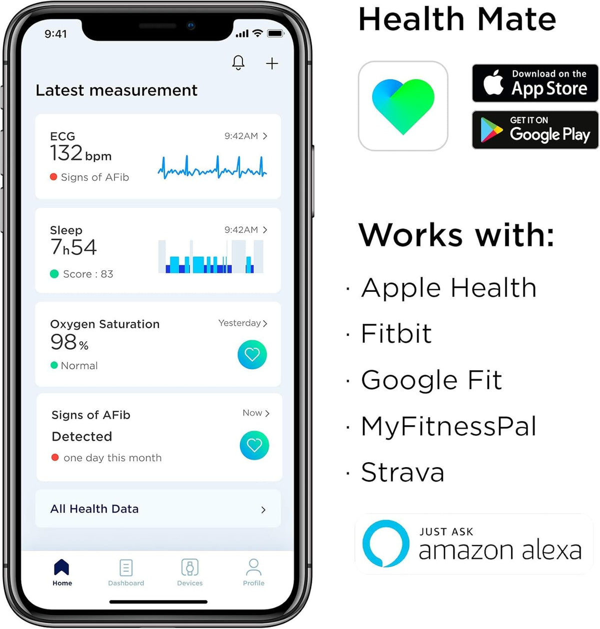 Hybrid Smartwatch with ECG, Heart Rate Sensor and Oximeter (White, 42mm) I825