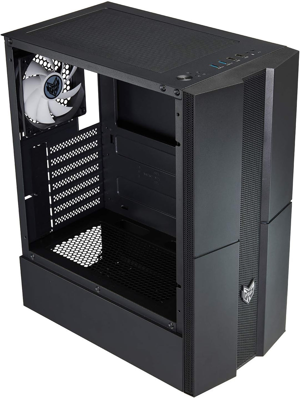 ATX Mid Tower PC Gaming Case with Tempered Glass Side Panel W632941