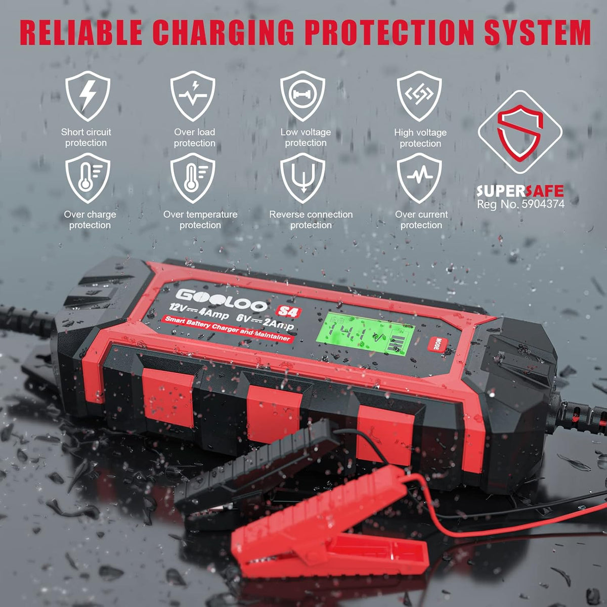 4-Amp 6V 12V Car Battery Charger Maintainer, Pack of 2 U629