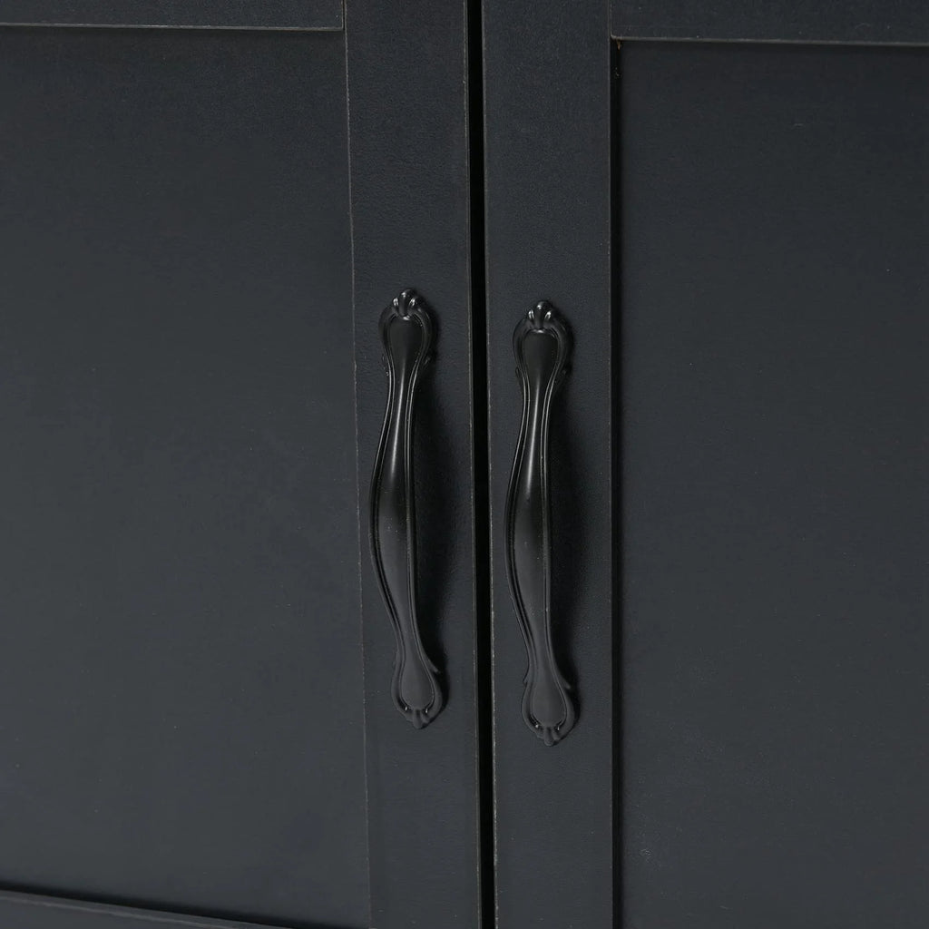 Hall Tree with Bench and Shoe Storage, Coat Rack, 2 Drawers and Shelves, 5 Hooks (Black) Y31897