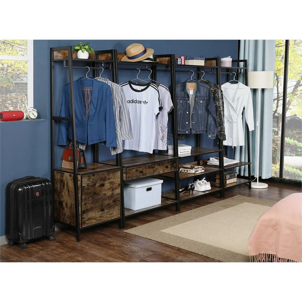 33" Coat Rack Shoe Bench with Storage Drawers and Shelf T419077