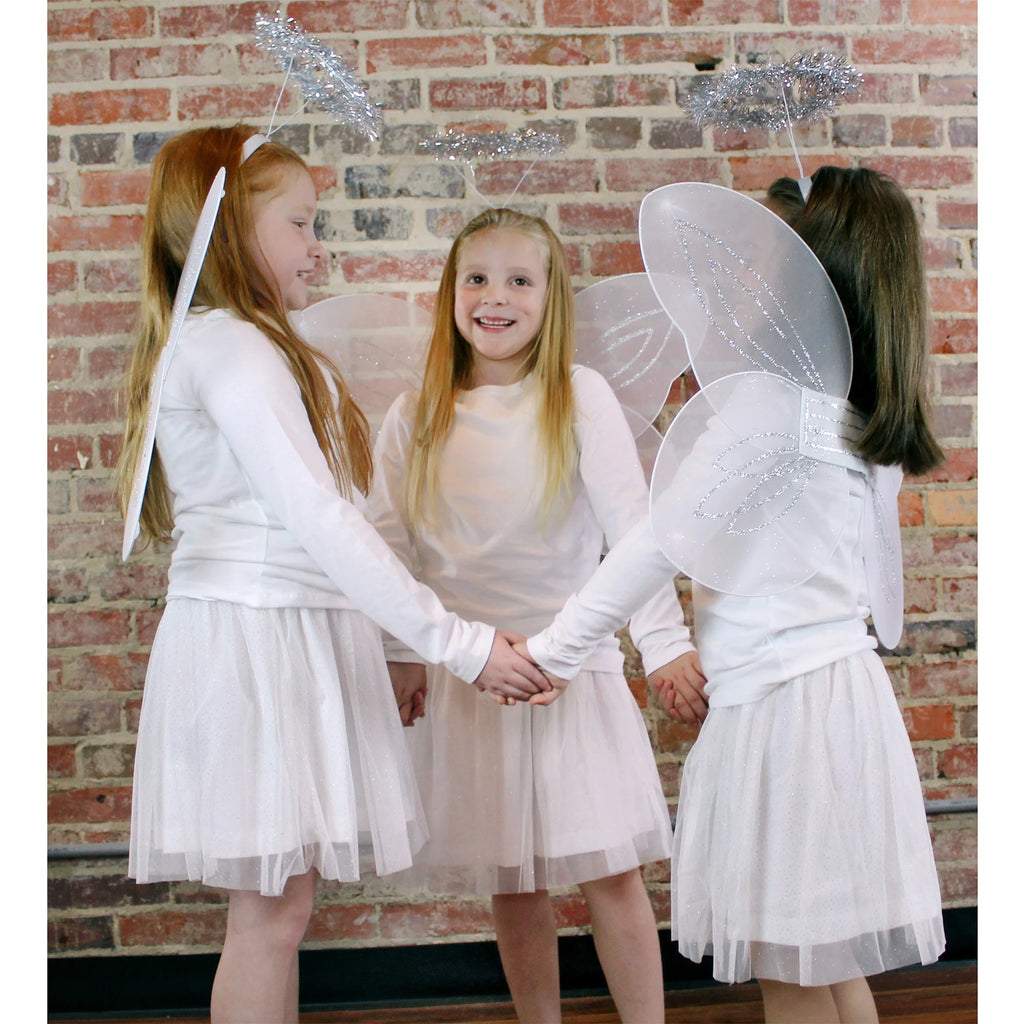 White and Silver Angel Wings and Halos Costume Set T222