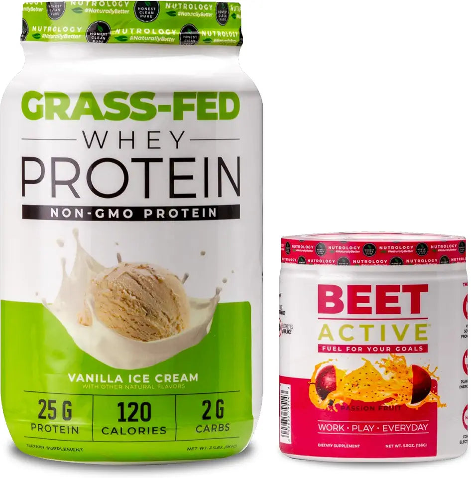 Grass Fed Whey Protein Powder, Vanilla Ice Cream Flavor, 28 Servings R56447