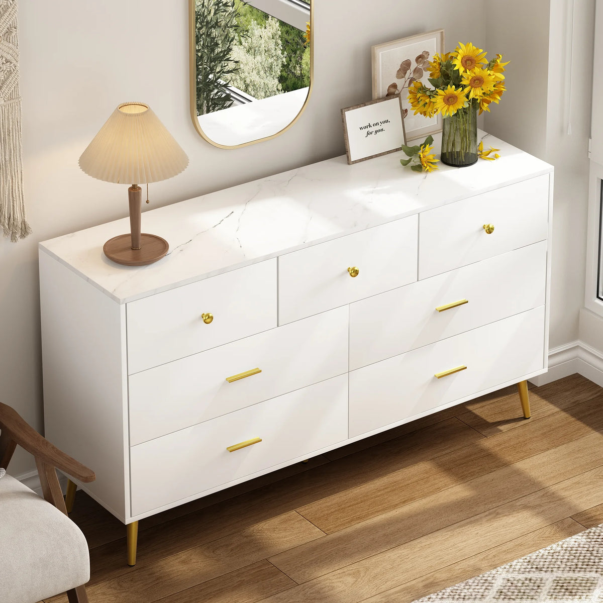 White 7 Drawer Wood Dresser Z16037
