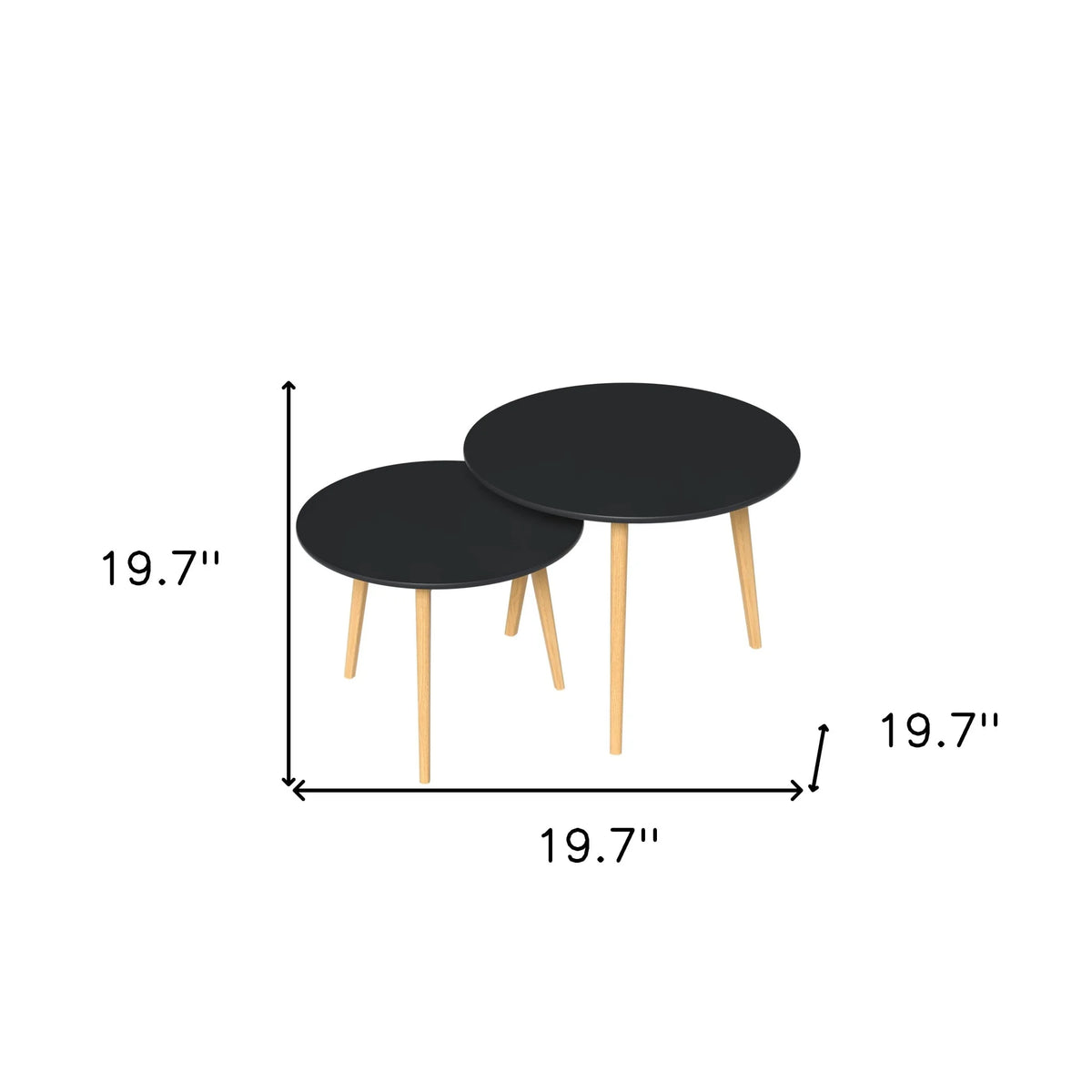 Wood Brown Black Round Nested Tables Set of 2 X1507