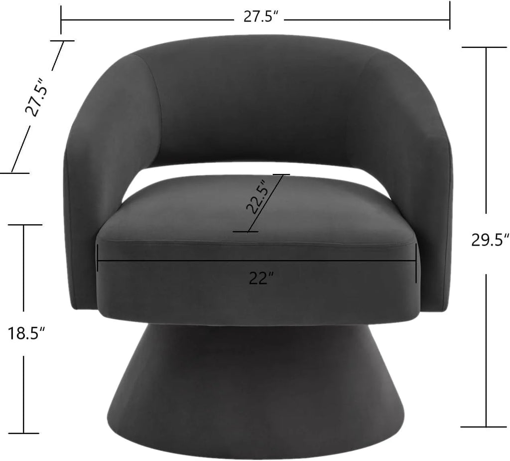 Dark Gray Velvet Swivel Accent Chair F34443