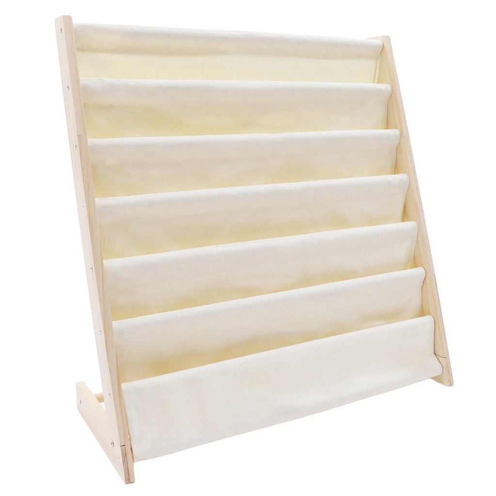 6 Tiers Wooden Kids Book Rack Storage Bookshelf with Canvas Shelves S79303