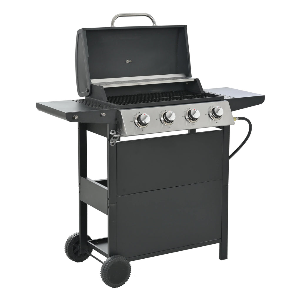 4 Burner Propane Gas Grill with Thermometer, 2 Prep Tables H47534