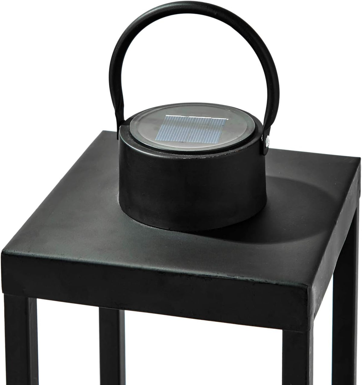 Large Outdoor Lantern with Solar Candle, 18 Inch Tall, Matte Black Metal Frame, Waterproof Flameless Pillar Candle M2652