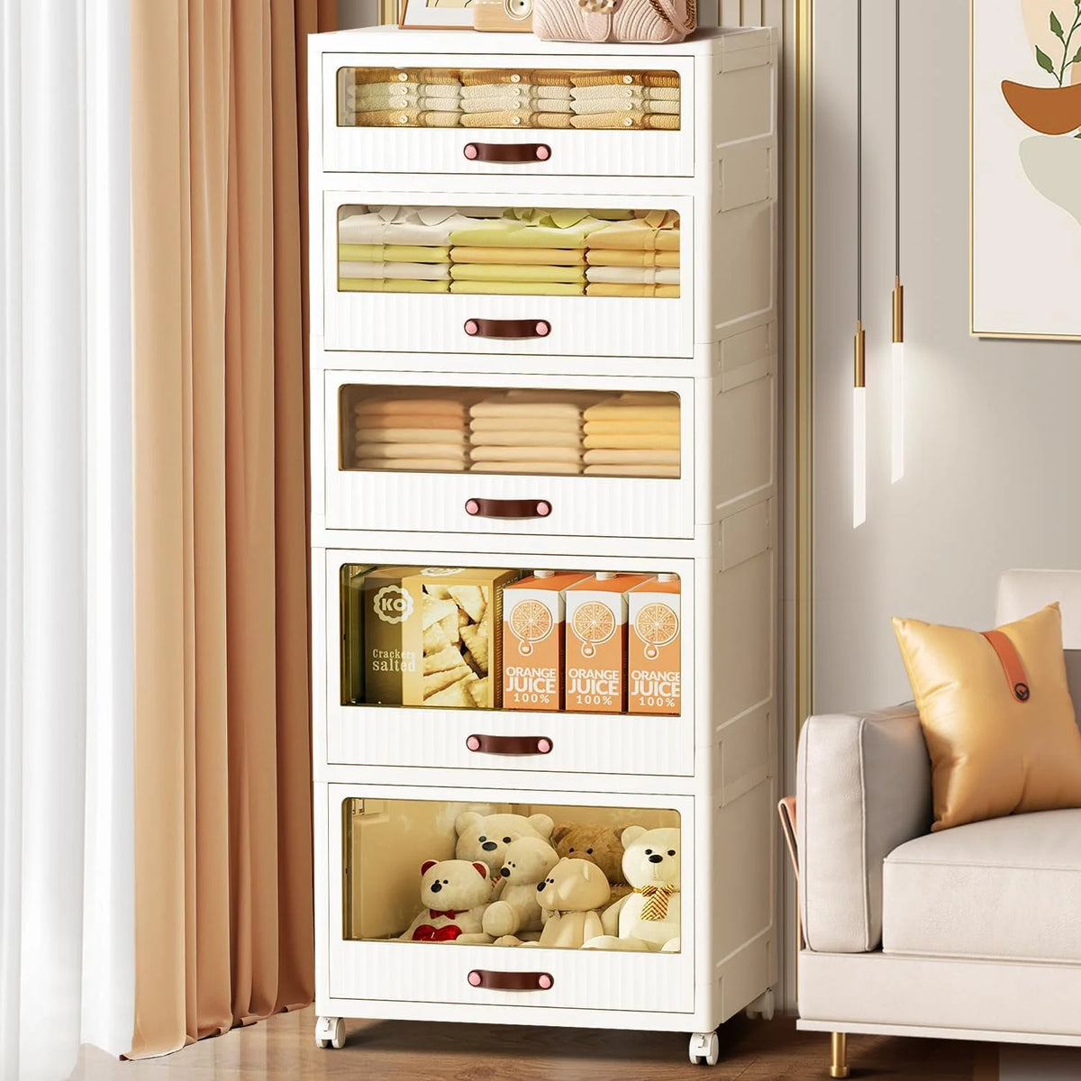 White 5 Drawer Plastic Dresser E655