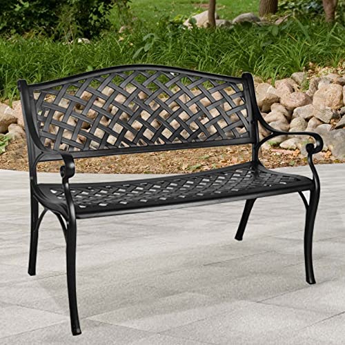 Black Cast Aluminum Bench P390812