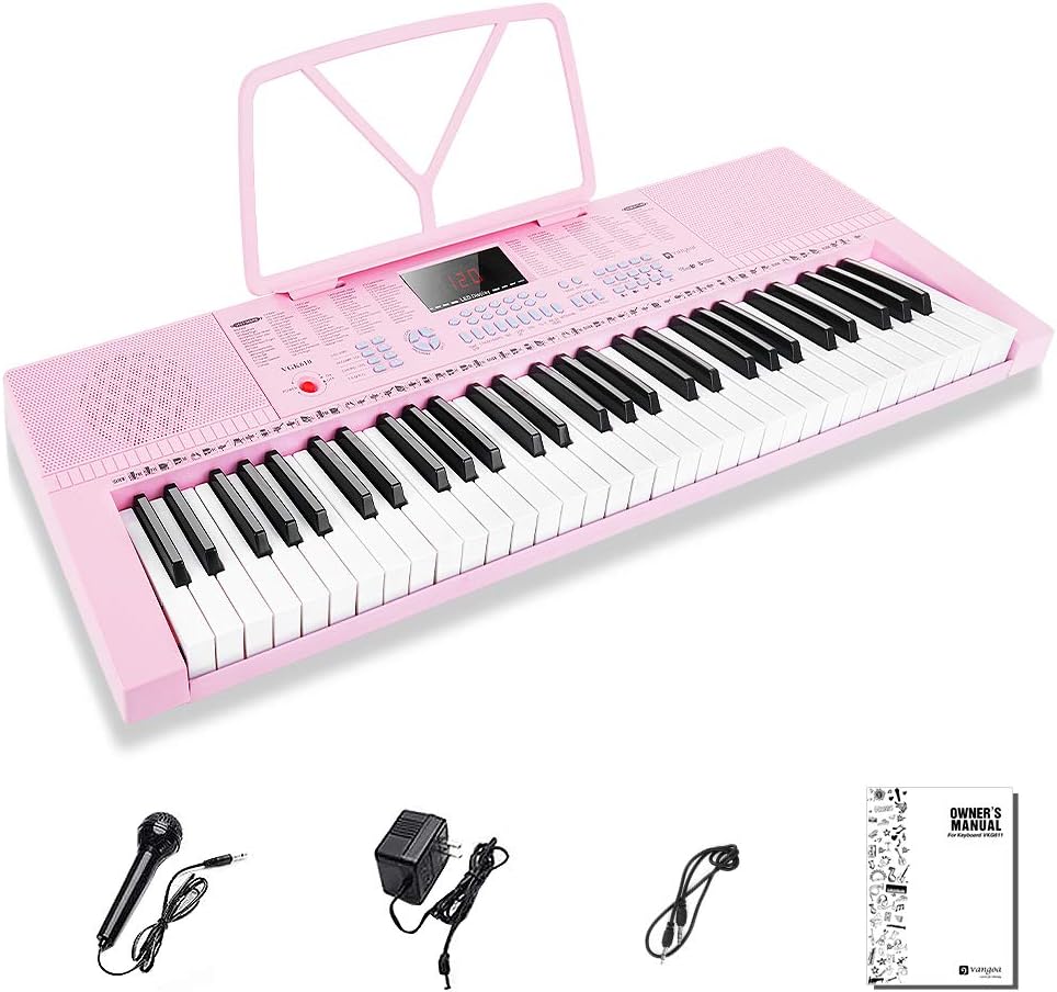 61 Lighted Full-size Keys Electronic Keyboard Piano with Stand and Bench Y75189