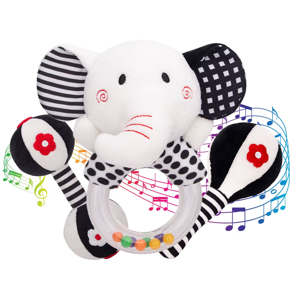 3PCS Soft High Contrast Black and White Baby Rattles O1286