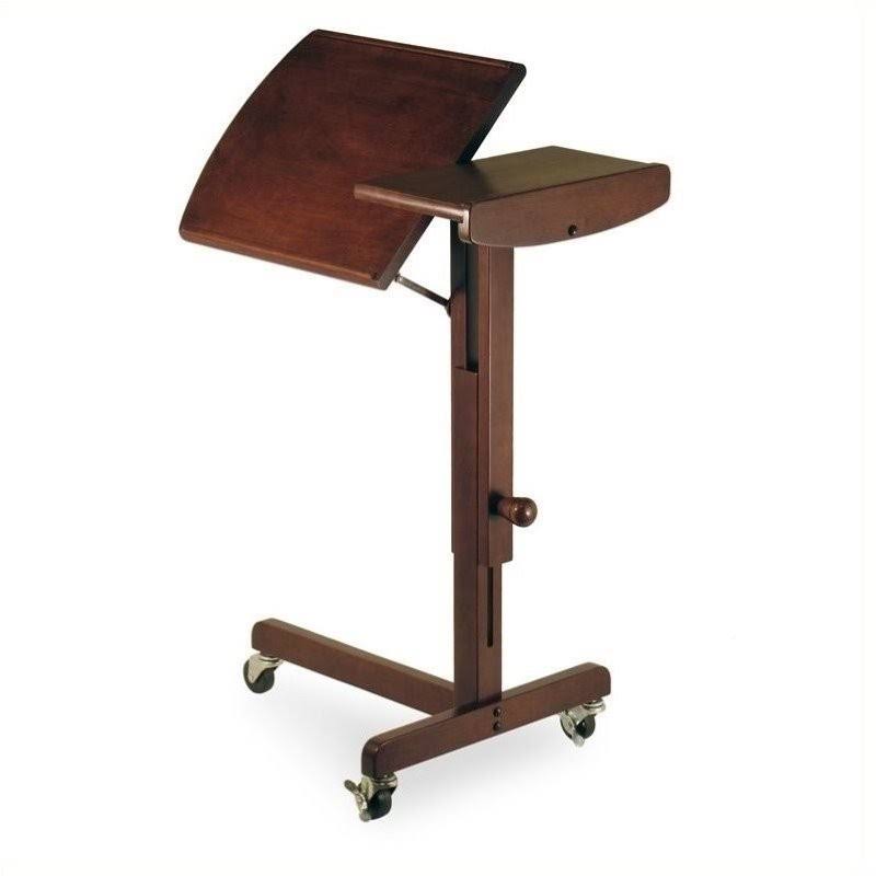 Adjustable Mobile Laptop Cart in Antique Walnut K99880