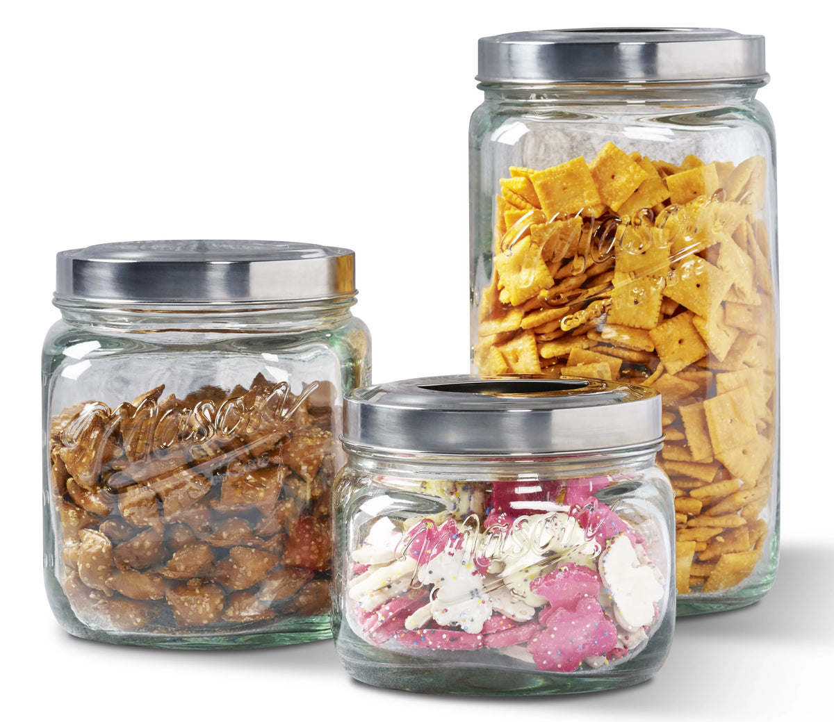 3 Piece Square Glass Canister Set C643526