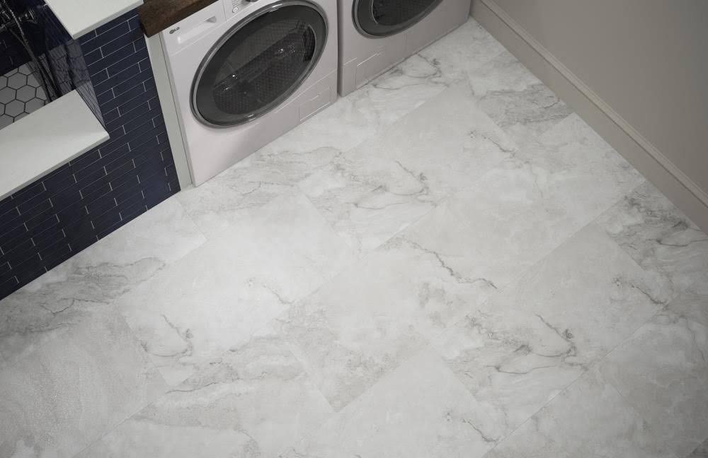 16-in x 32-in Waterproof Interlocking Luxury Vinyl Tile in Gray F450