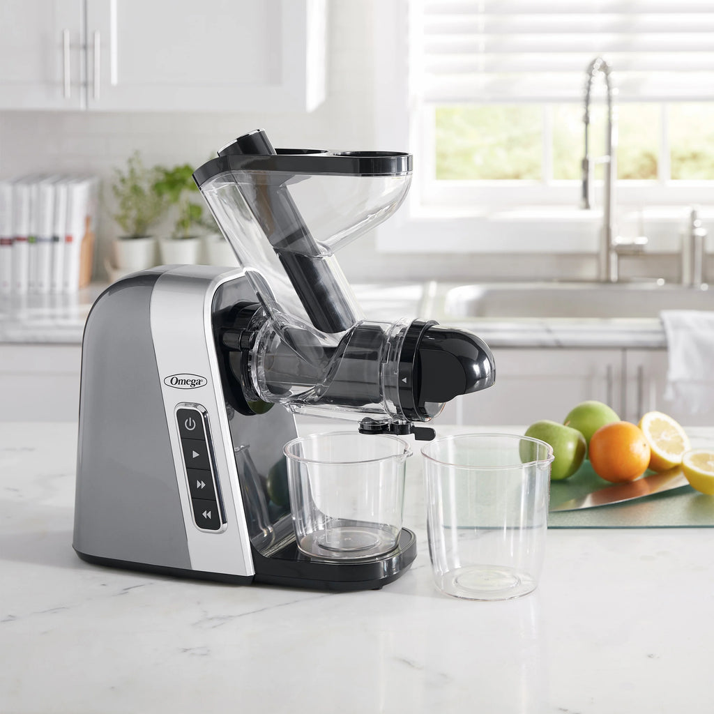 Gray Slow Masticating Juicer with Wide Mouth Chute O782