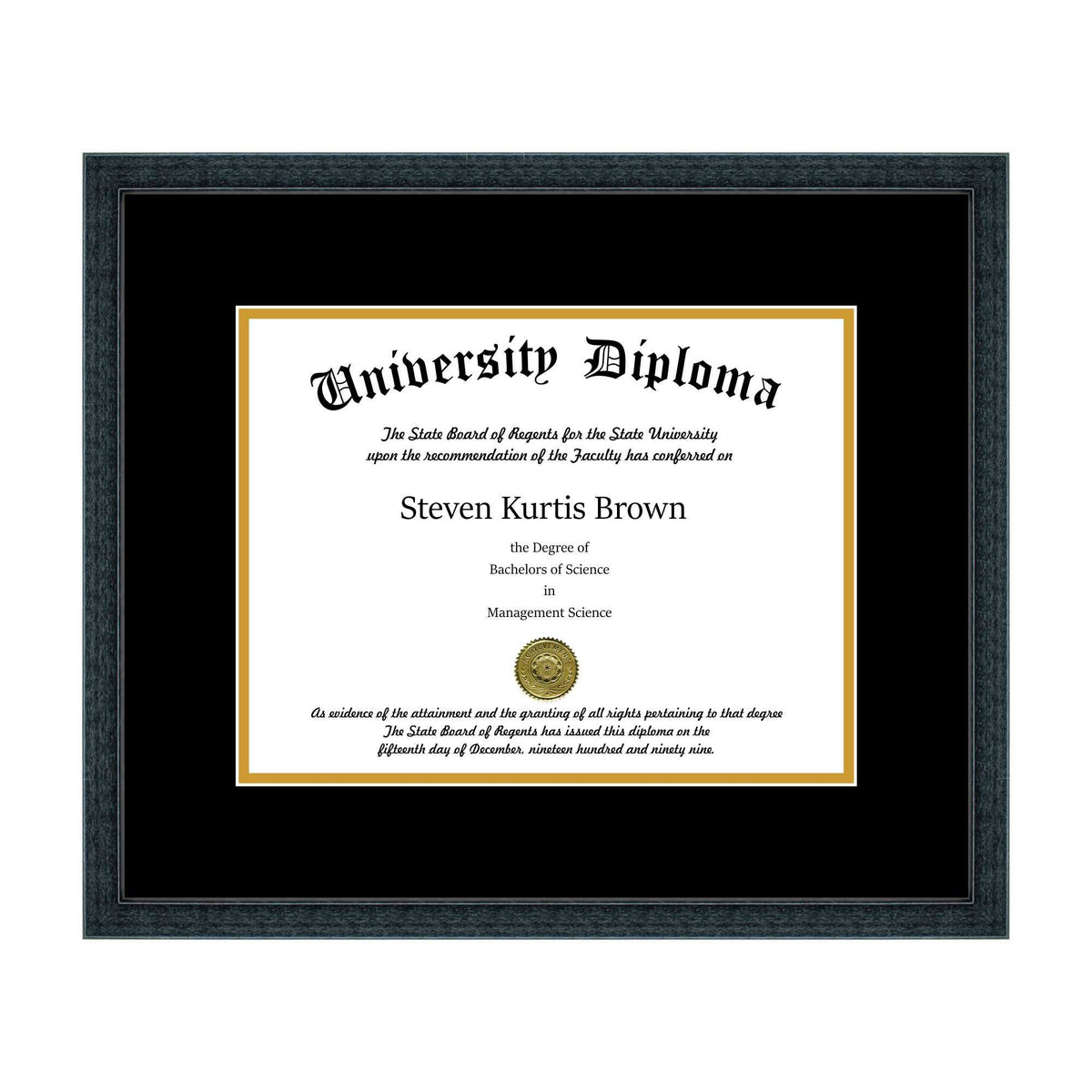 Single Diploma Frame with Double Matting 8.5 x 11 Black Z525
