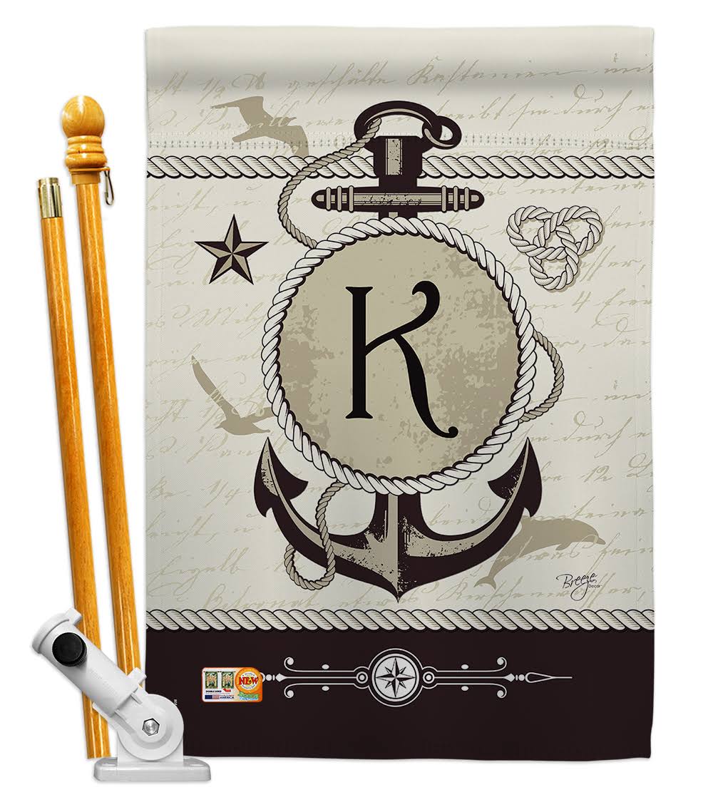 28 x 40 in. Nautical K Decorative Vertical Double Sided H119706
