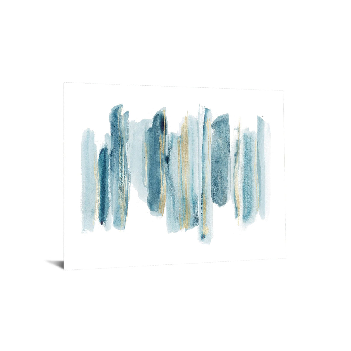 40x60 Blue and Gold Abstract Tempered Glass Wall Art O646